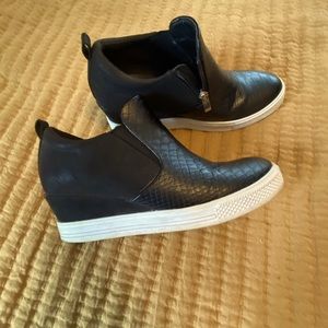 Women’s Black Slip-On Wedge Sneaker